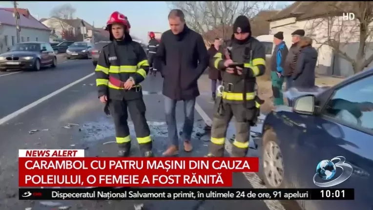 Accident in lant, cu patru masini, la iesire din Timisoara, in Remetea Mare