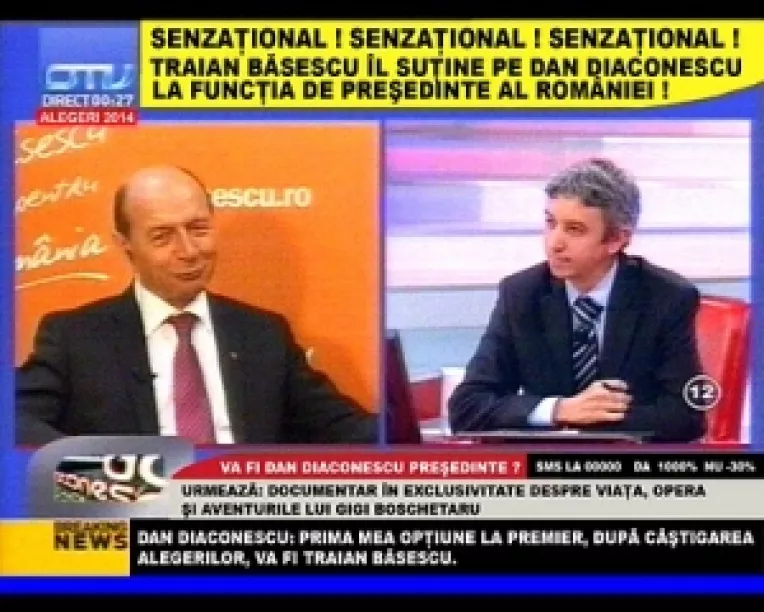 Anul 2014: Dan Diaconescu presedinte, Traian Basescu premier