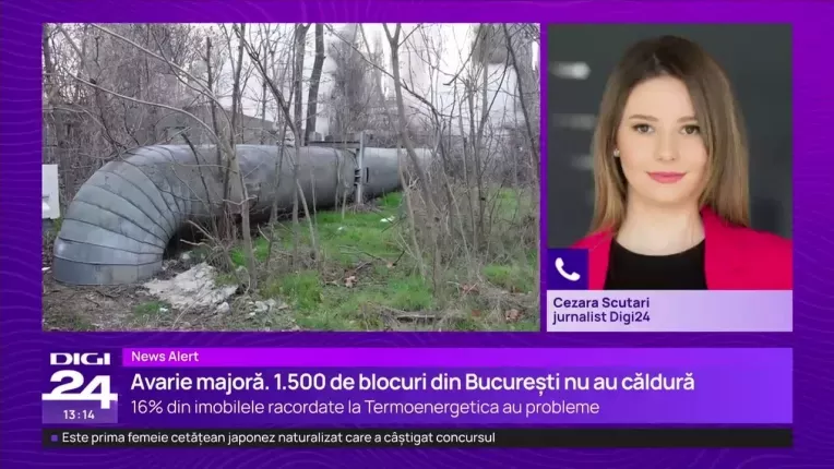 Avarie majora in Bucuresti. Termoenergetica anunta ca sute de blocuri raman fara apa calda si caldura