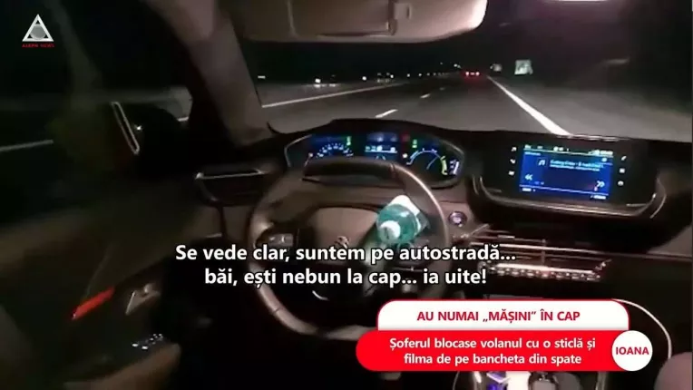 Doi tineri teribilisti au improvizat un pilot automat. Masina s-a rasturnat pe marginea autostrazii