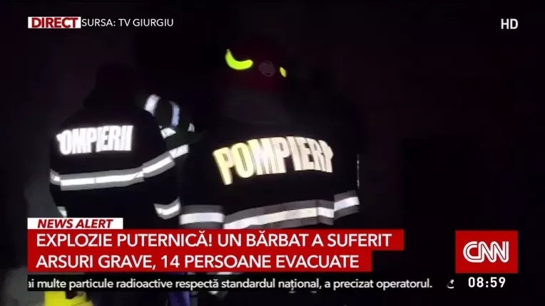 Explozie intr-o garsoniera din Giurgiu. Un barbat a fost ranit iar alte 14 persoane, evacuate