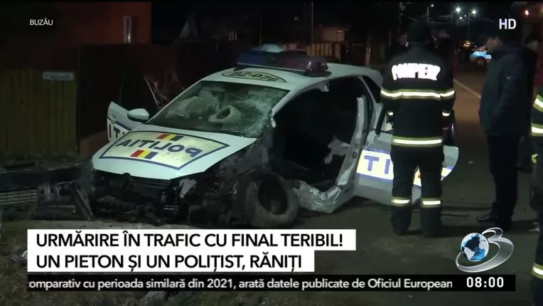 Masina de politie, implicata intr-un grav accident rutier in Buzau