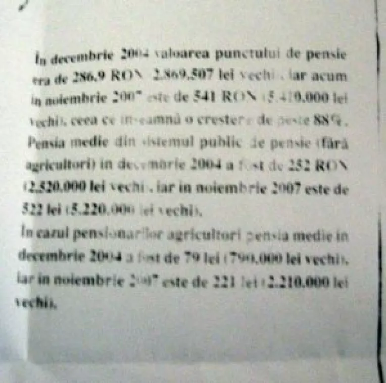 Mesaje electorale pe cuponul de pensie