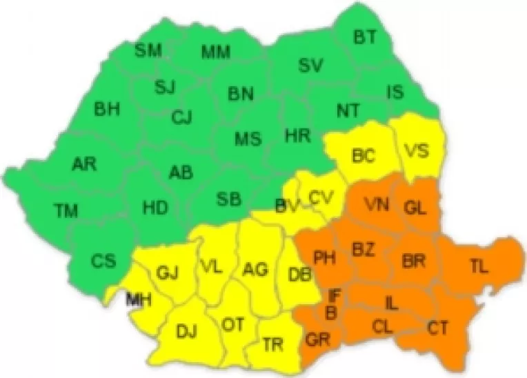 Ninsori si viscol in 11 judete din sud-estul Romaniei