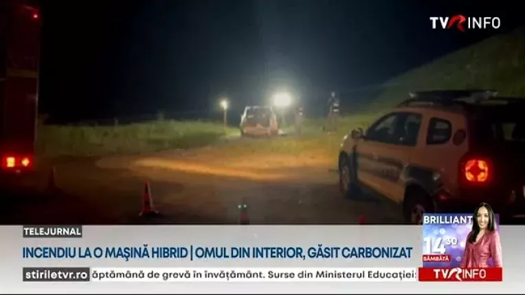 O masina hibrid a luat foc la Leghia, in jud. Cluj.