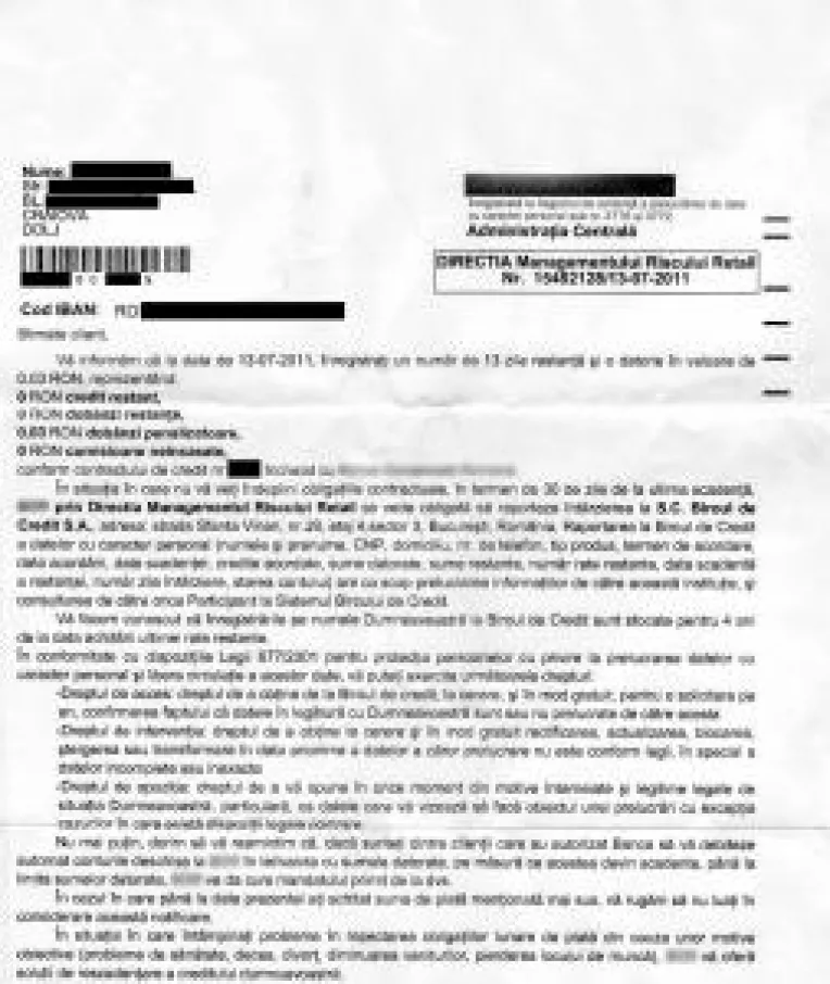 Pe lista neagra pentru o datorie de trei bani