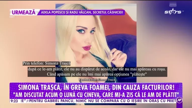Simona Trasca, in greva foamei din cauza facturilor!